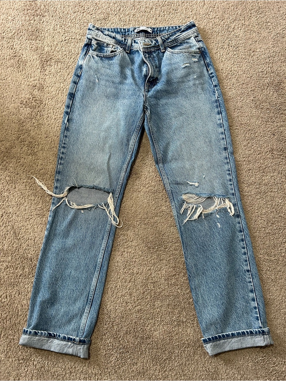 Zara Light Blue Washed Denim Jeans